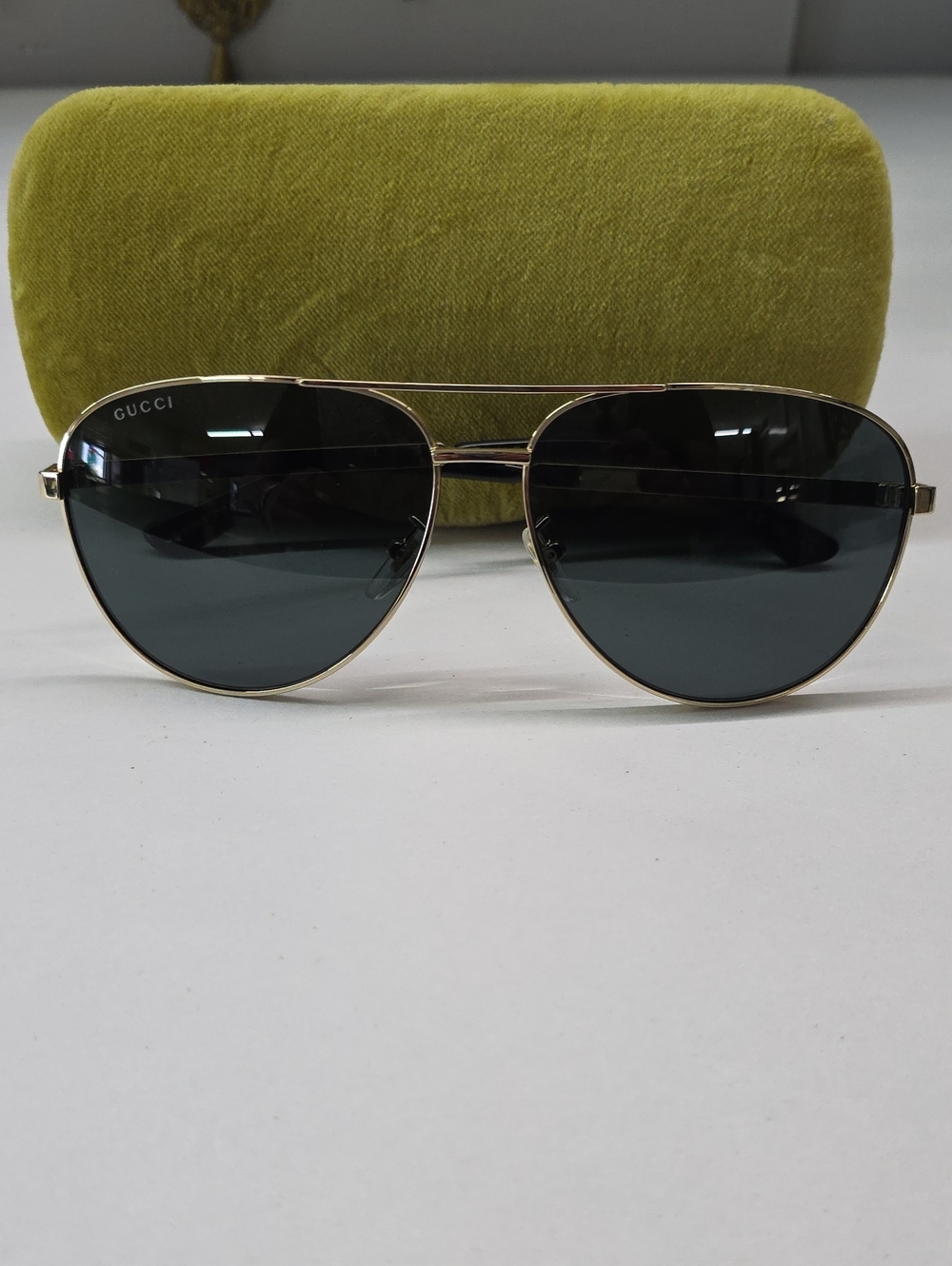 Gucci  GG1233SA Vintage Web Stripe Logo  Aviator XL Sunglasses Made In Japan